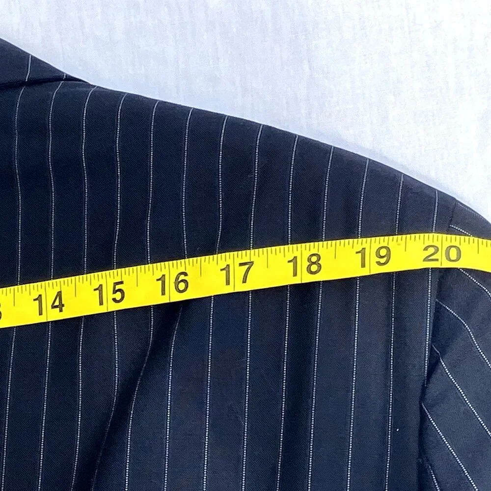 Austin Reed London Suit Chalk Stripe Blue 44 Imported Wool USA Dillards Career